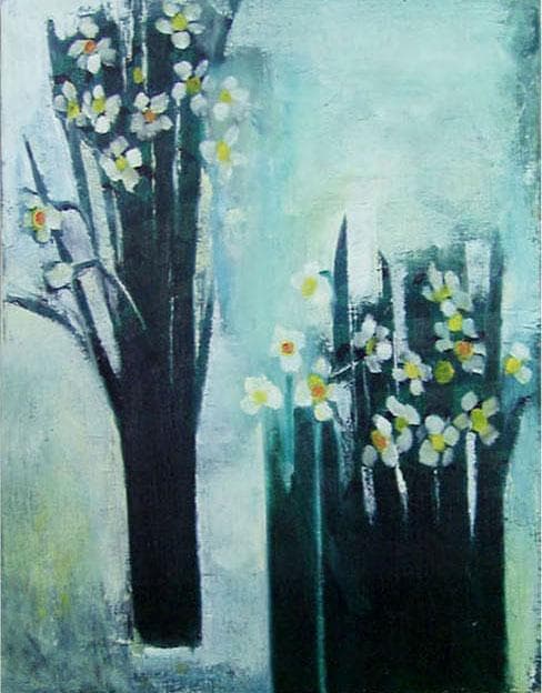 油絵 菅家令子 絵 絵画 インテリア 額付 (白) F6-182023 花