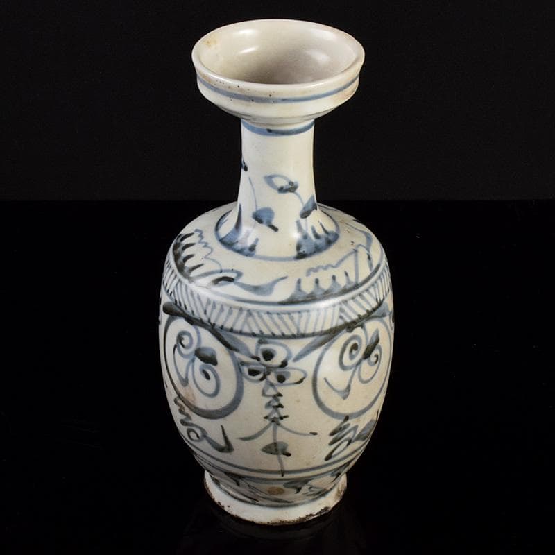 中国　呉須染付　花文　盤口瓶　M　R5036