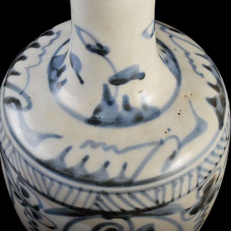 中国　呉須染付　花文　盤口瓶　M　R5036