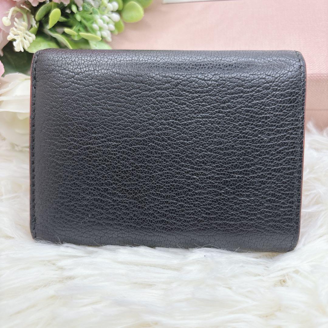 極美品✨ミュウミュウ ラブレター マドラス ハート 三つ折り財布 ブラック 黒