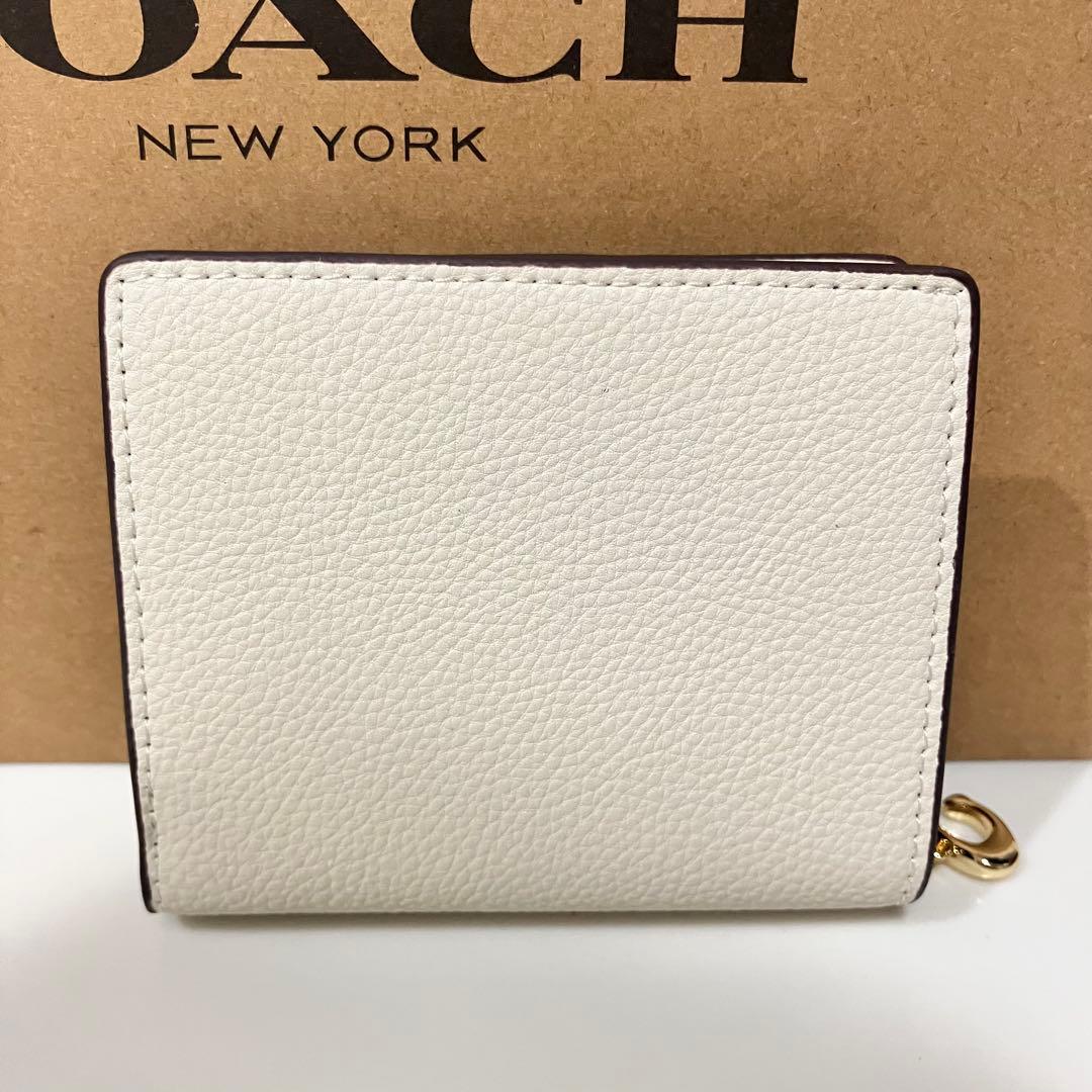 新品❤️COACH レザー スナップ ウォレット チョーク 白 二つ折り財布