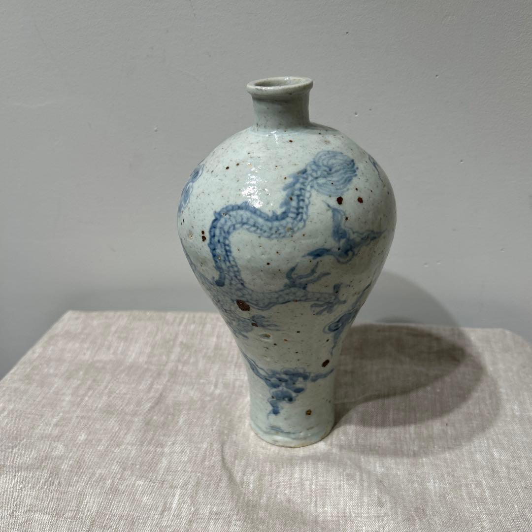 李朝　登り竜　美しい壺　古美術品