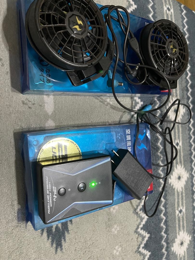 冷却ファン 2個セット 24V電源アダプター付き　空調服