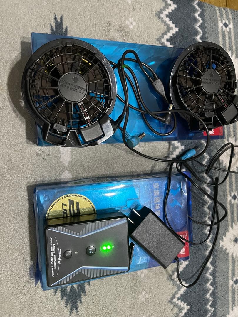 冷却ファン 2個セット 24V電源アダプター付き　空調服