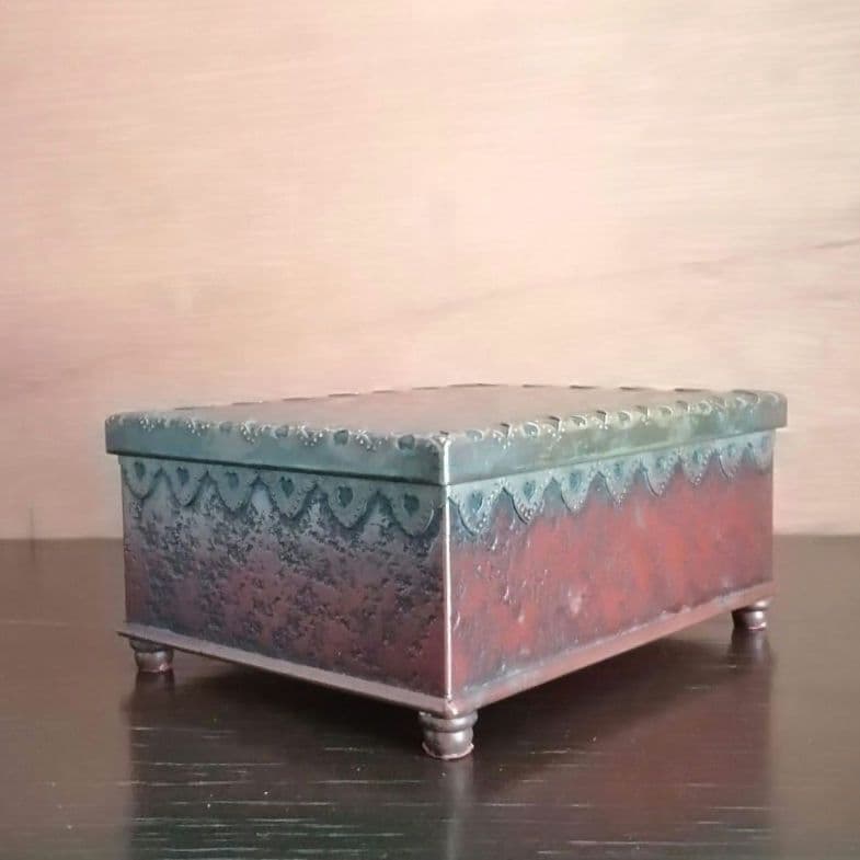 逸品　緋銅　毛織式　蓋物　小物入れ　松栄堂　明治金工　和骨董　骨董　アンティーク