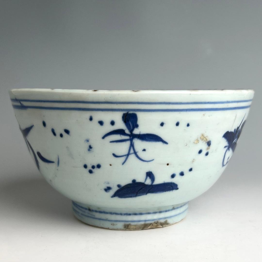 古染付 文章星菓子器 鉢 明時代 中国古玩 中国美術 唐物骨董 A850