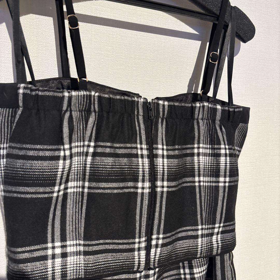 glossy チェック×レザーセットアップキャバドレス S