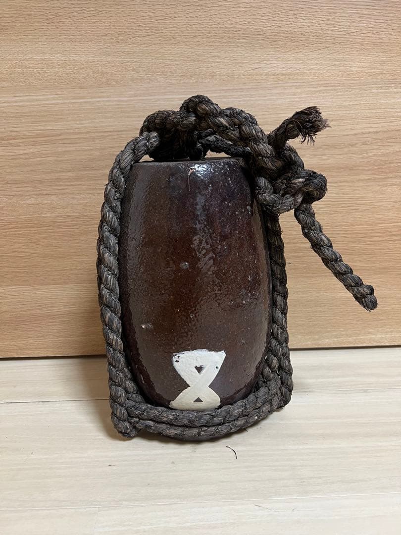 蛸壺 壷 花入 花器 花瓶 陶器 焼物 民藝 時代品 古道具 漁具 古美術 藁縄