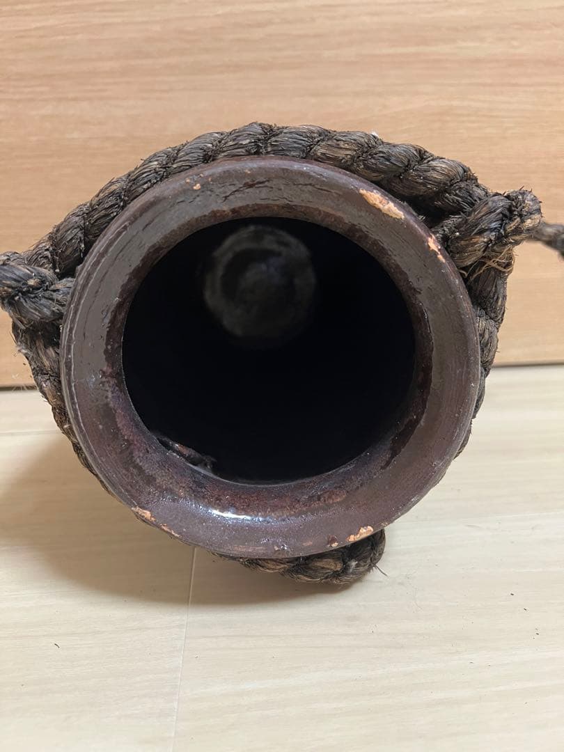 蛸壺 壷 花入 花器 花瓶 陶器 焼物 民藝 時代品 古道具 漁具 古美術 藁縄