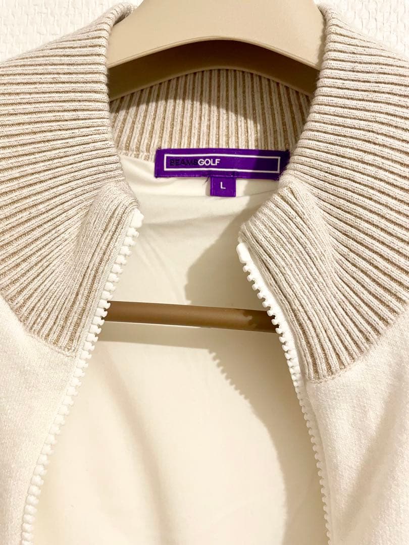 BEAMS GOLF 防風ニット ジャケット L アイボリー