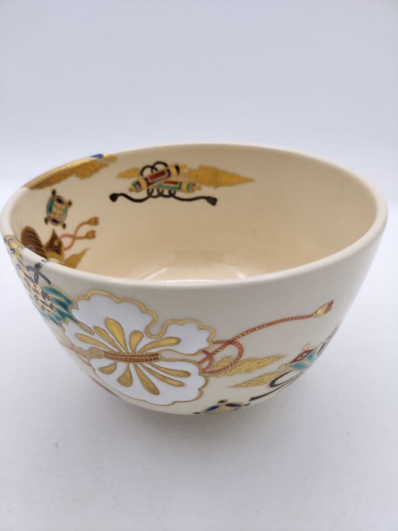 c442 茶碗 仁清写 宝尽 平安御室窯 木箱 茶道具 古物