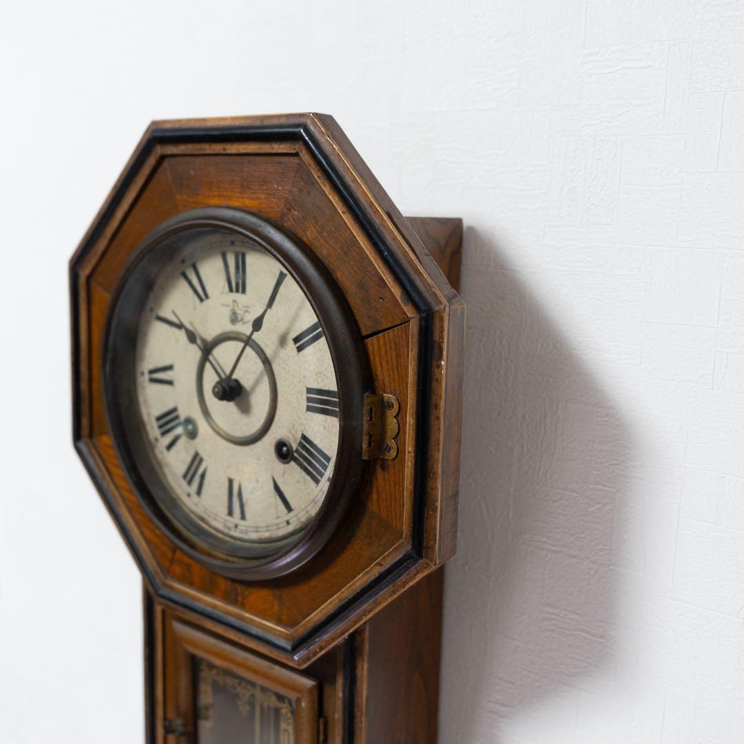 尾張時計　振り子時計　昭和レトロ　八角時計　オーバーホール済　動作品