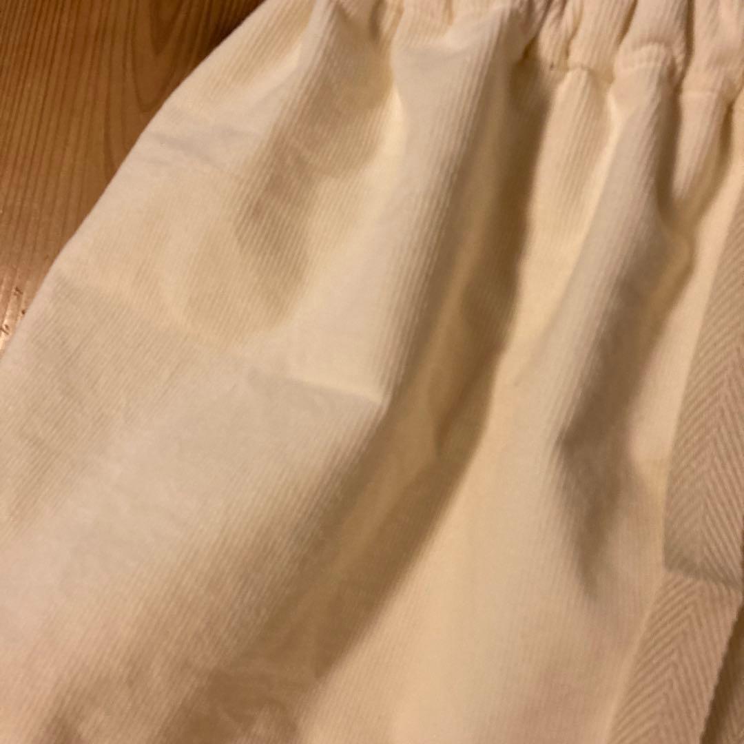 ＊ハンドメイド＊もんぺパンツ　裏起毛サルエルタイプ　コーデュロイバニラクリームＬ