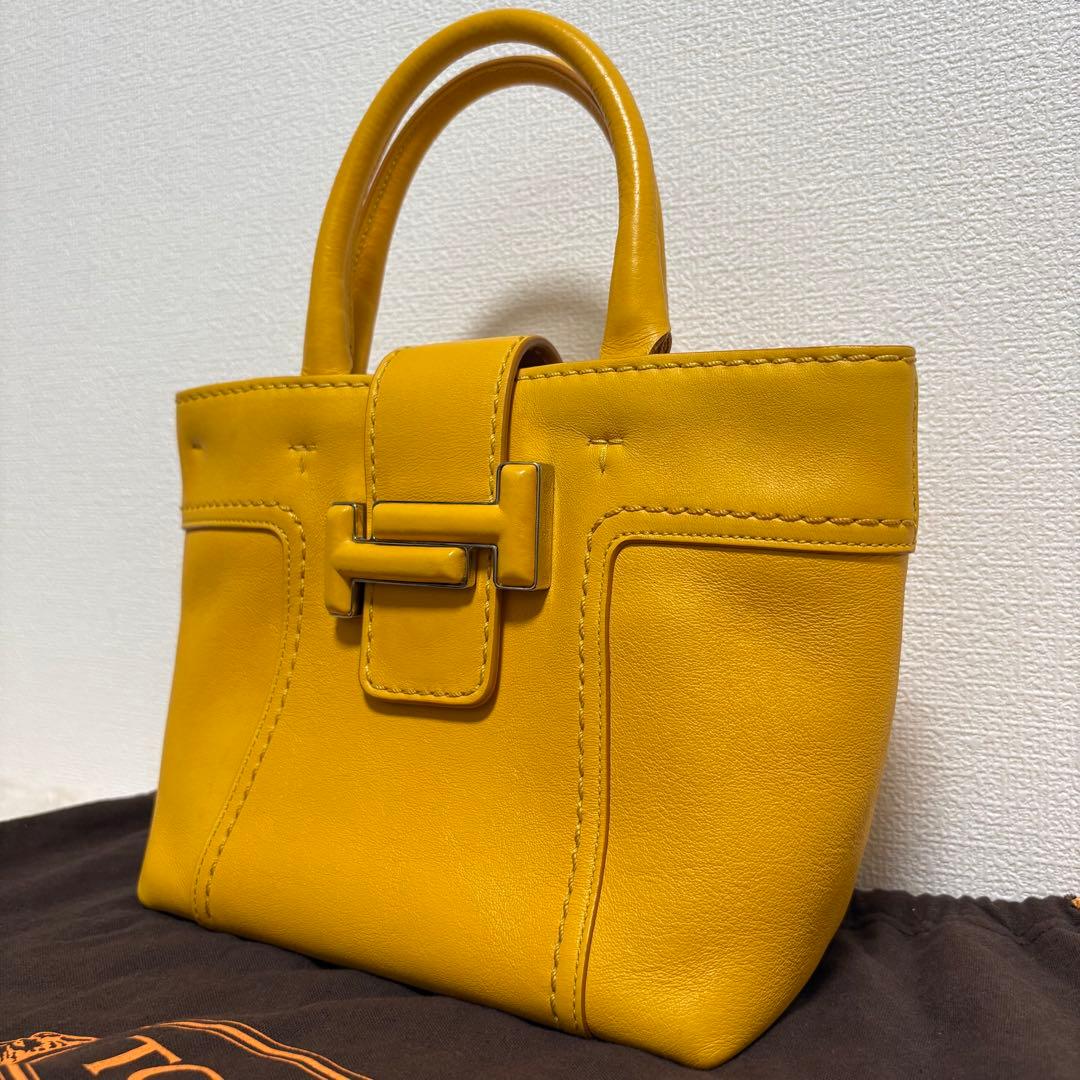 【美品】TOD'S トッズ ダブルTイエロー レザー ショルダーバッグ 2way