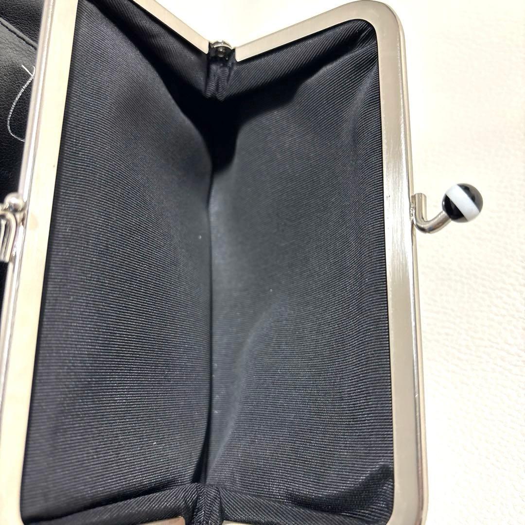マロン様　美品✨アニエスベー　がま口　二つ折り財布 レザー ブラック