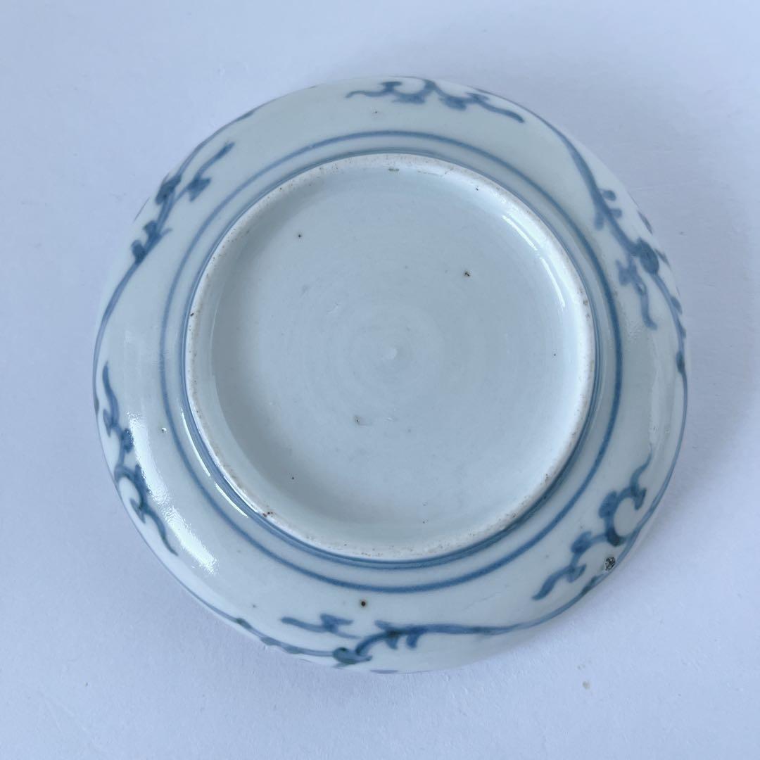 古伊万里　染付　逆蛸唐草　小皿　骨董
