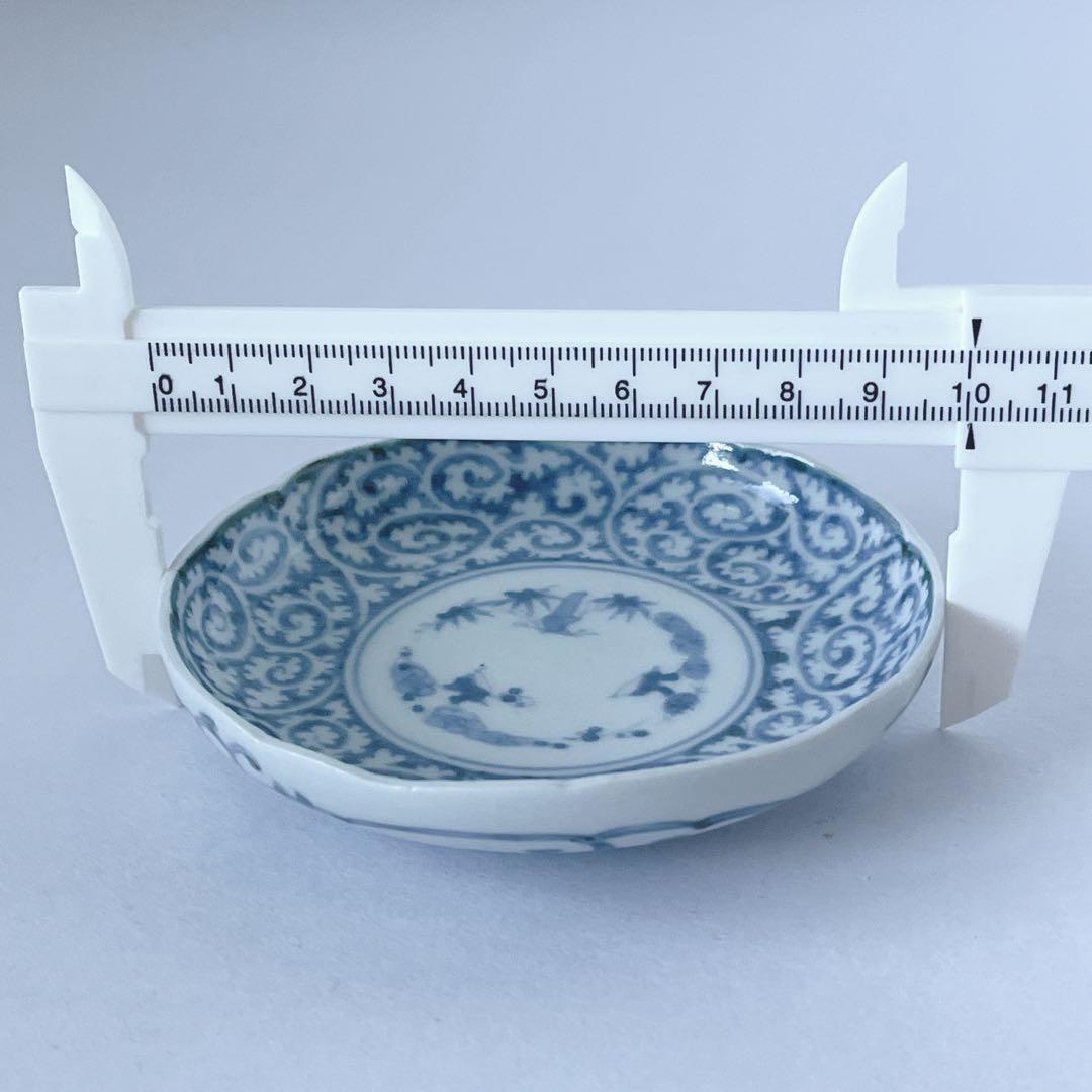 古伊万里　染付　逆蛸唐草　小皿　骨董