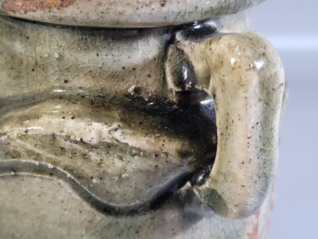 茶道具 伊賀 双耳 花生 古美術 DT403