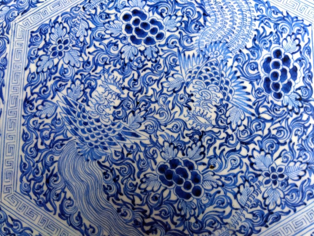 骨董　染付　六角皿