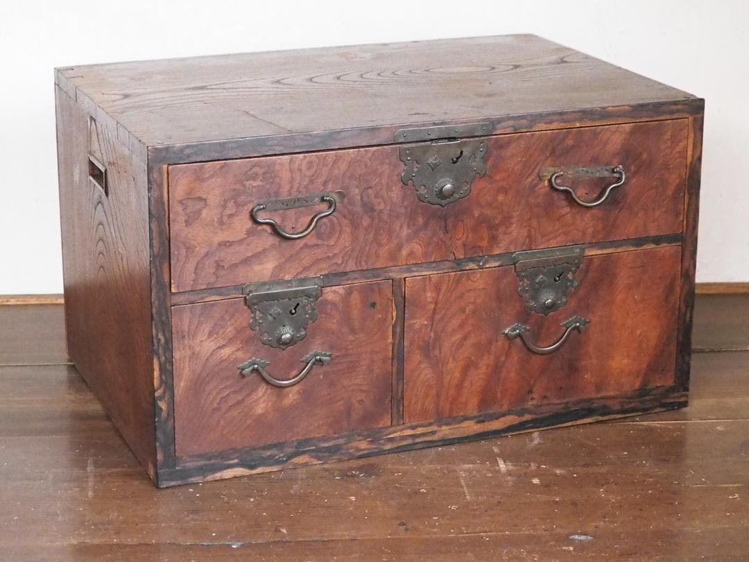 小箪笥 欅 黒柿 小引き出し 小物入れ 骨董 古民家 古家具 民藝