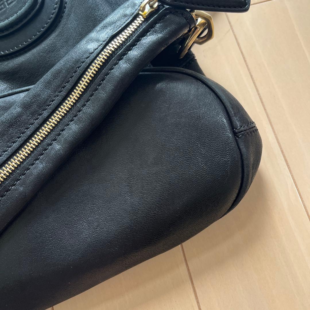 【goki】ブラックレザー 2wayショルダーバッグ