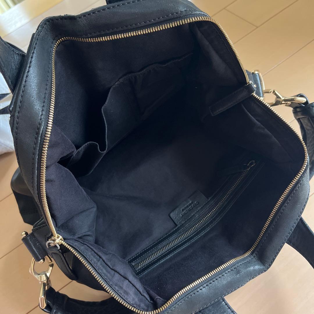 【goki】ブラックレザー 2wayショルダーバッグ