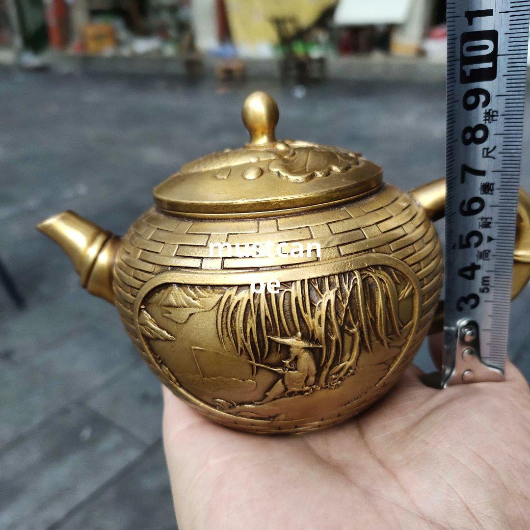 銅器 茶壺 釣り翁茶壺 酒壺 茶道具 煎茶器 工芸品 置物