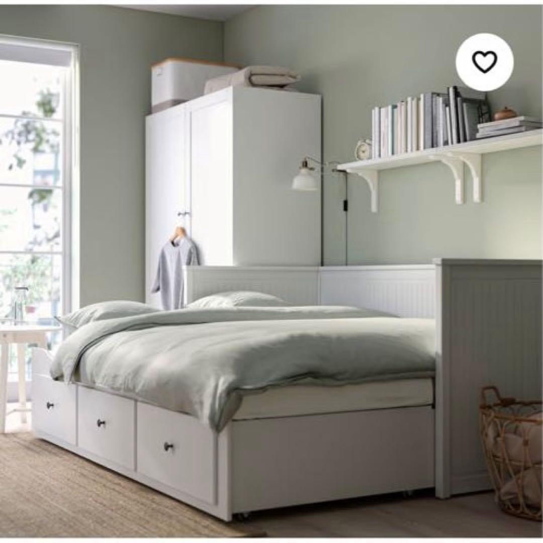 [美品]IKEA HEMNES シングルベッドフレーム ホワイト