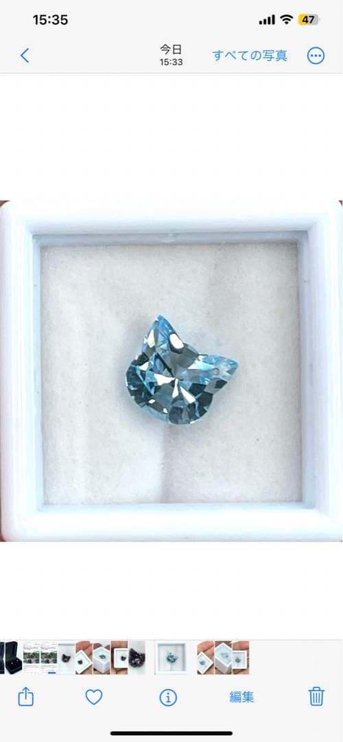 宝石ルース 『とても可愛いネコちゃんカット』高品質ブルートパーズの加工穴付です！