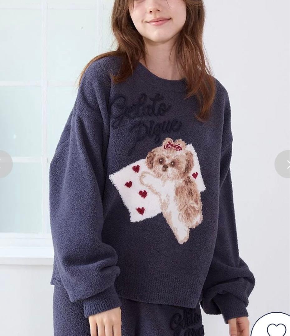 新品　完全未開封　ジェラートピケ　シーズー ジャガード プルオーバー ネイビー