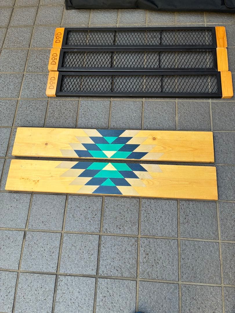 DODテキーラアイアンテーブル脚3つ+手作り棚板+カバーset