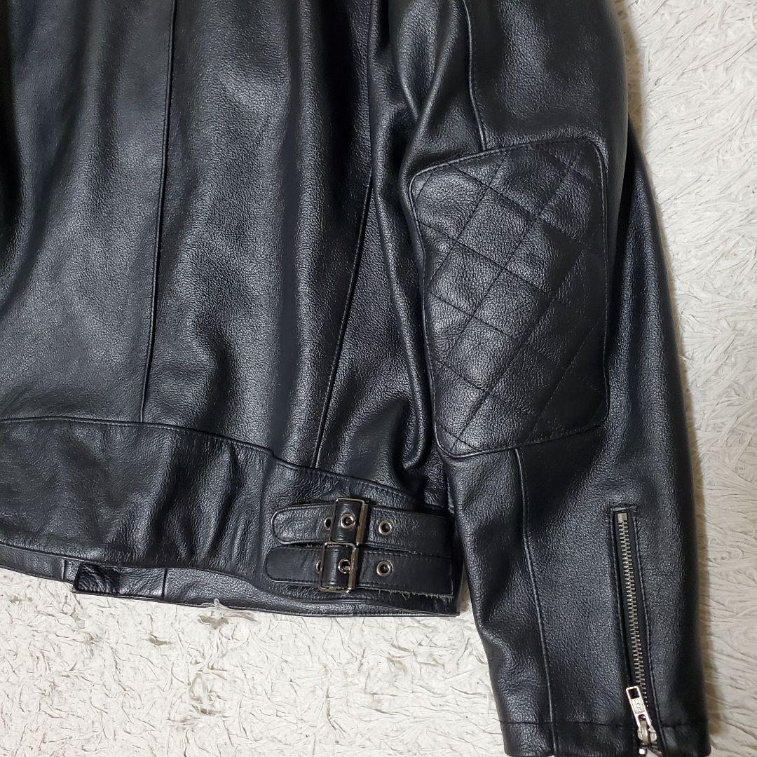 極美品 希少サイズ BOLINI レザー シングル ライダース 50 ブラック