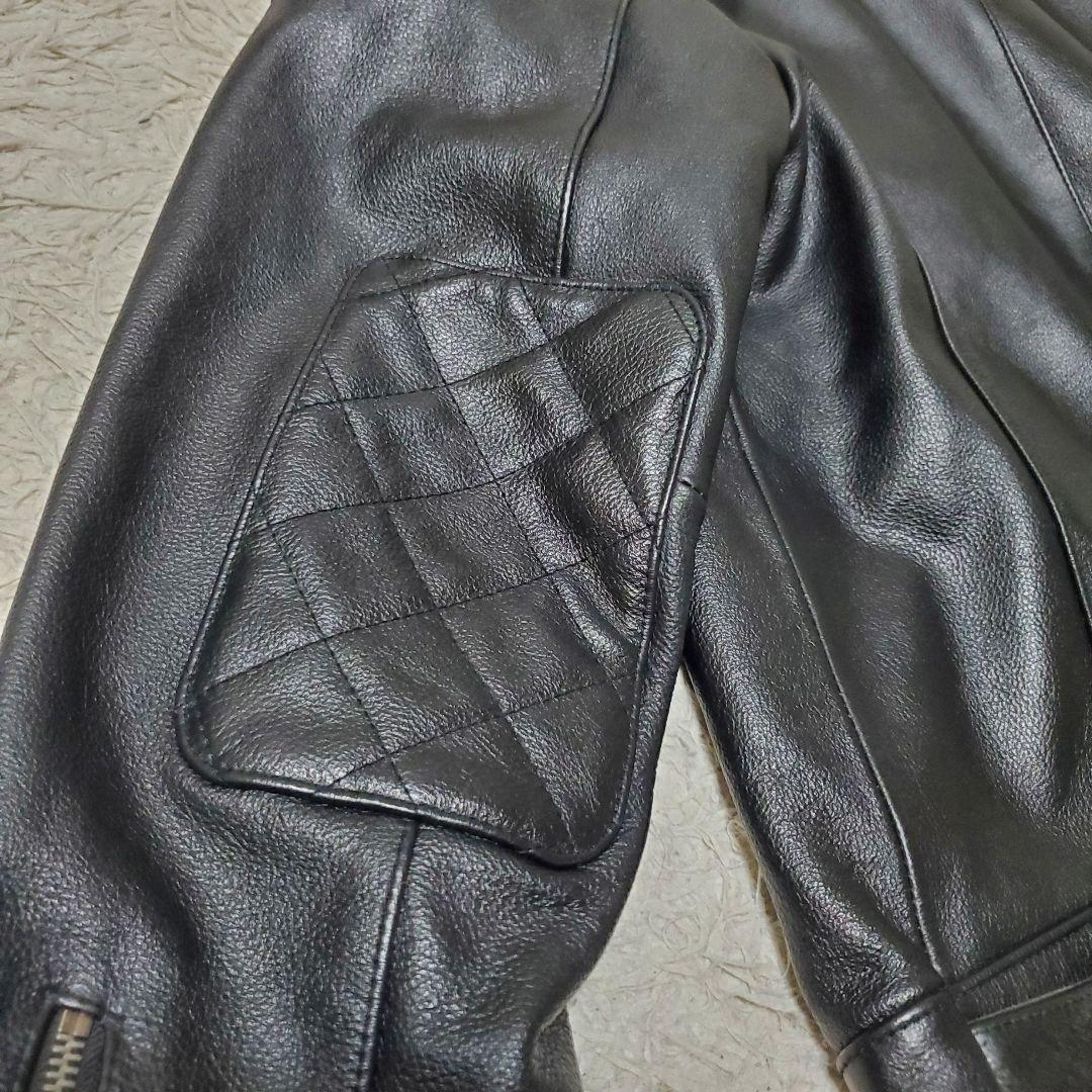 極美品 希少サイズ BOLINI レザー シングル ライダース 50 ブラック