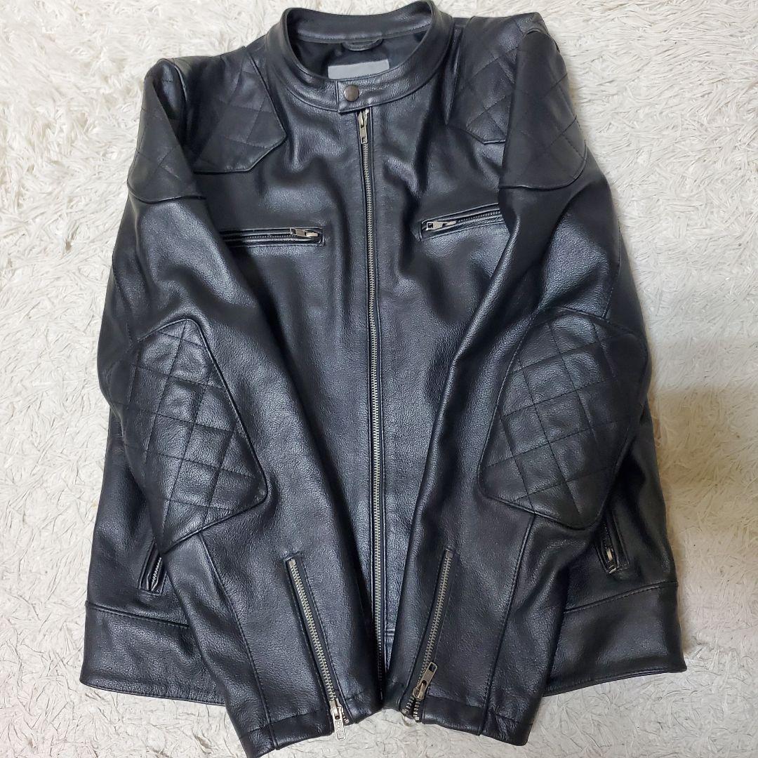 極美品 希少サイズ BOLINI レザー シングル ライダース 50 ブラック