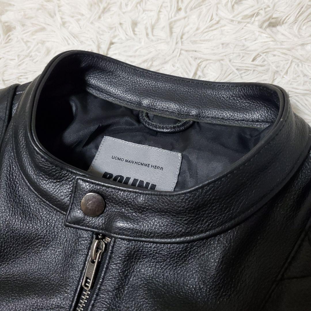極美品 希少サイズ BOLINI レザー シングル ライダース 50 ブラック
