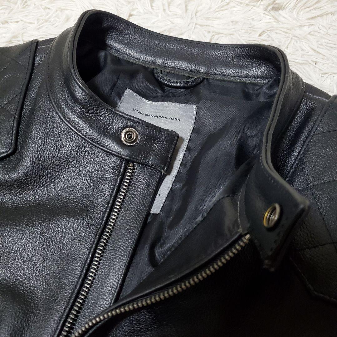 極美品 希少サイズ BOLINI レザー シングル ライダース 50 ブラック