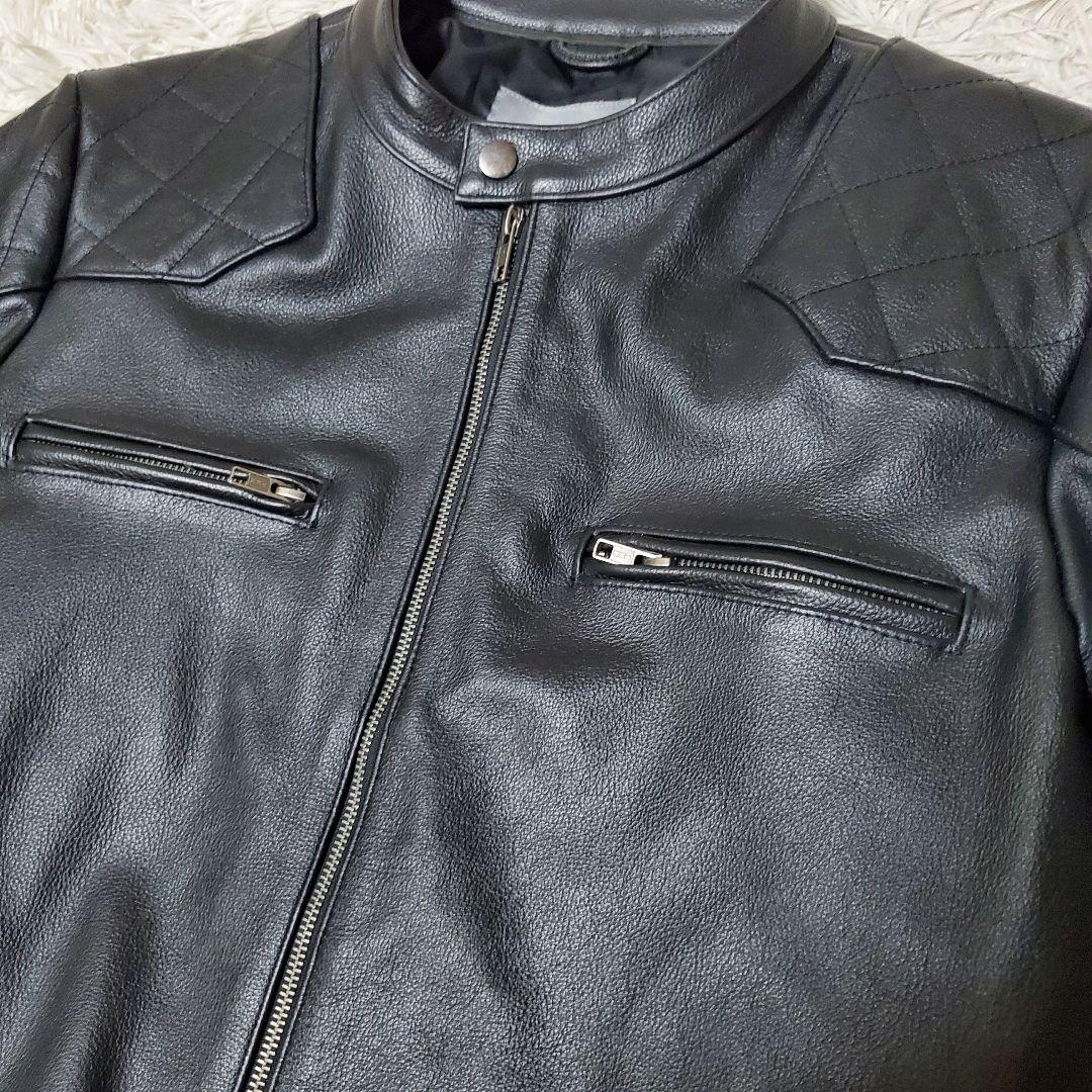 極美品 希少サイズ BOLINI レザー シングル ライダース 50 ブラック