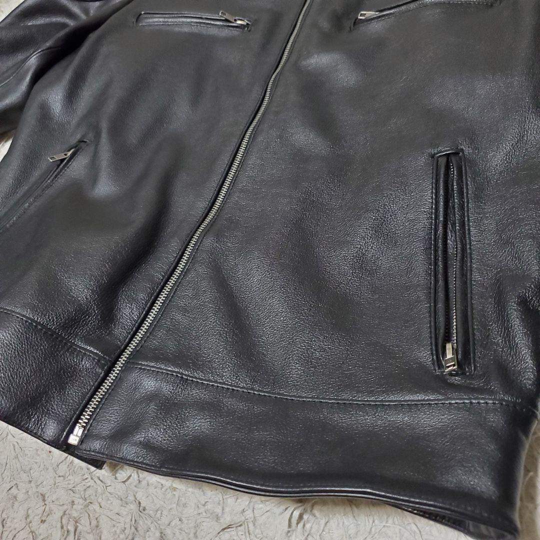 極美品 希少サイズ BOLINI レザー シングル ライダース 50 ブラック