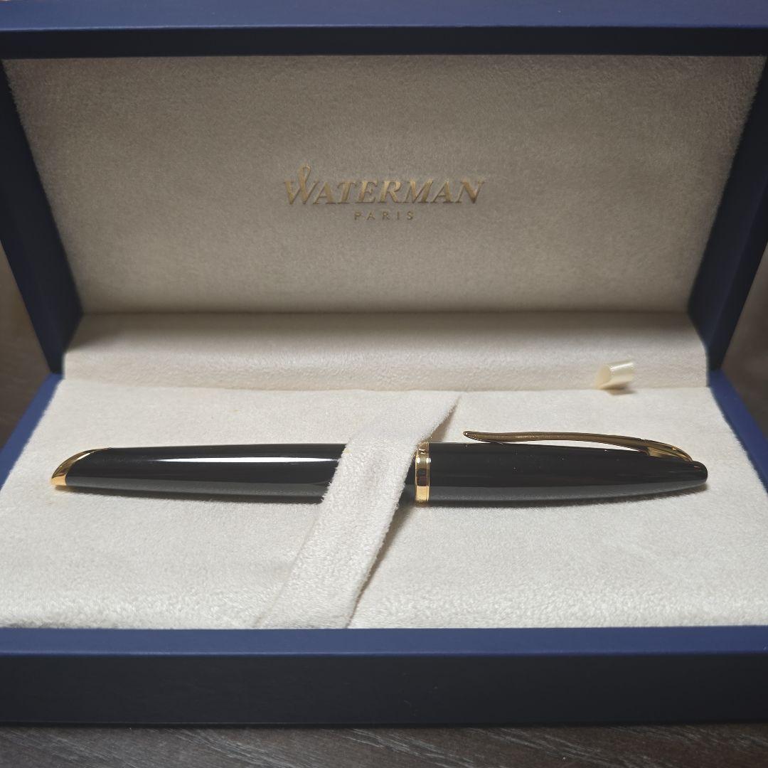 Waterman 万年筆 黒 金属製 専用ケース付　18K　極美品