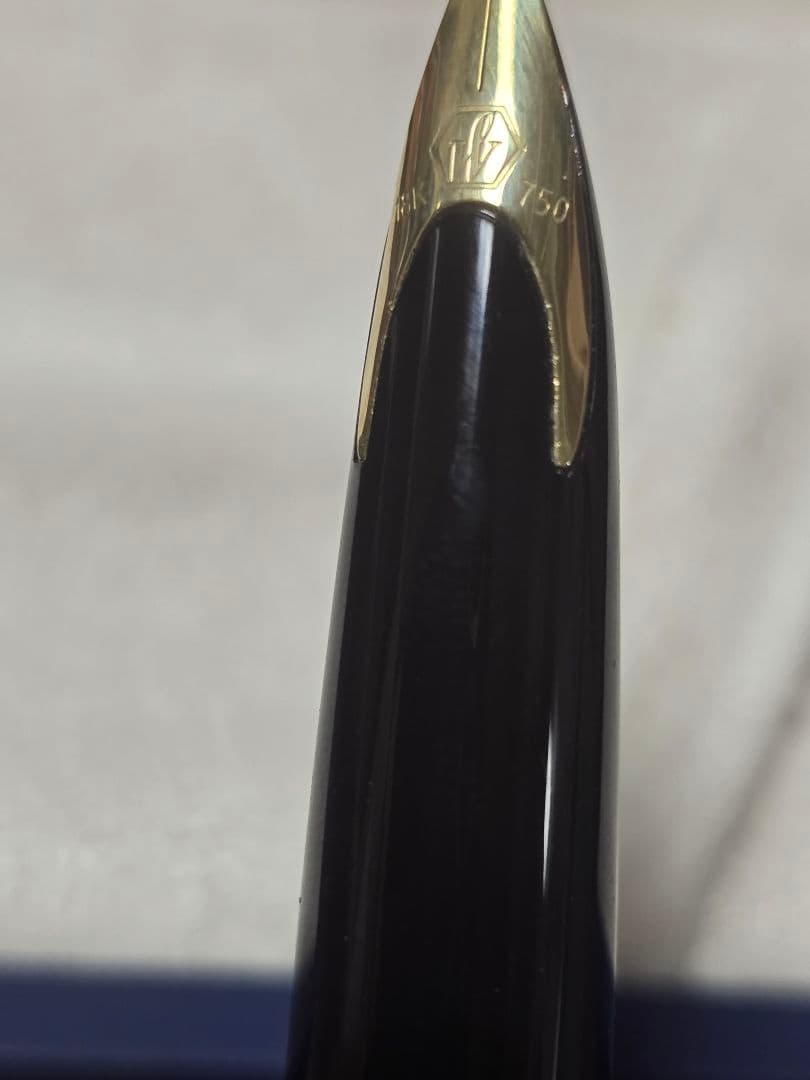 Waterman 万年筆 黒 金属製 専用ケース付　18K　極美品