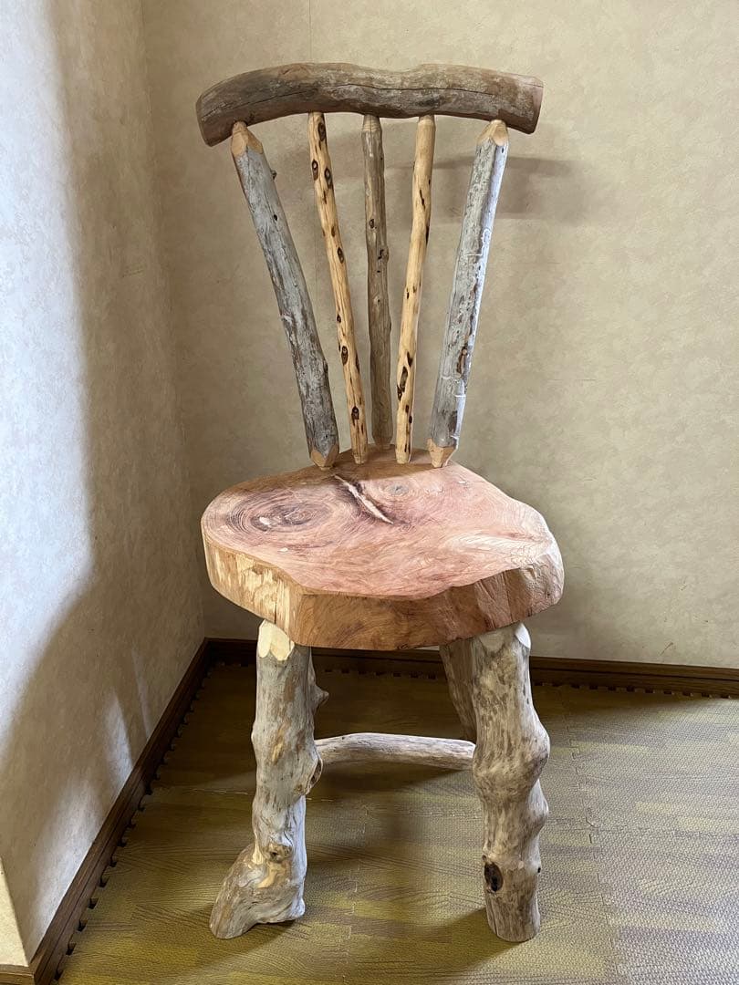 流木の椅子花台スツール流木インテリアディスプレイ台丸太輪切り切り株