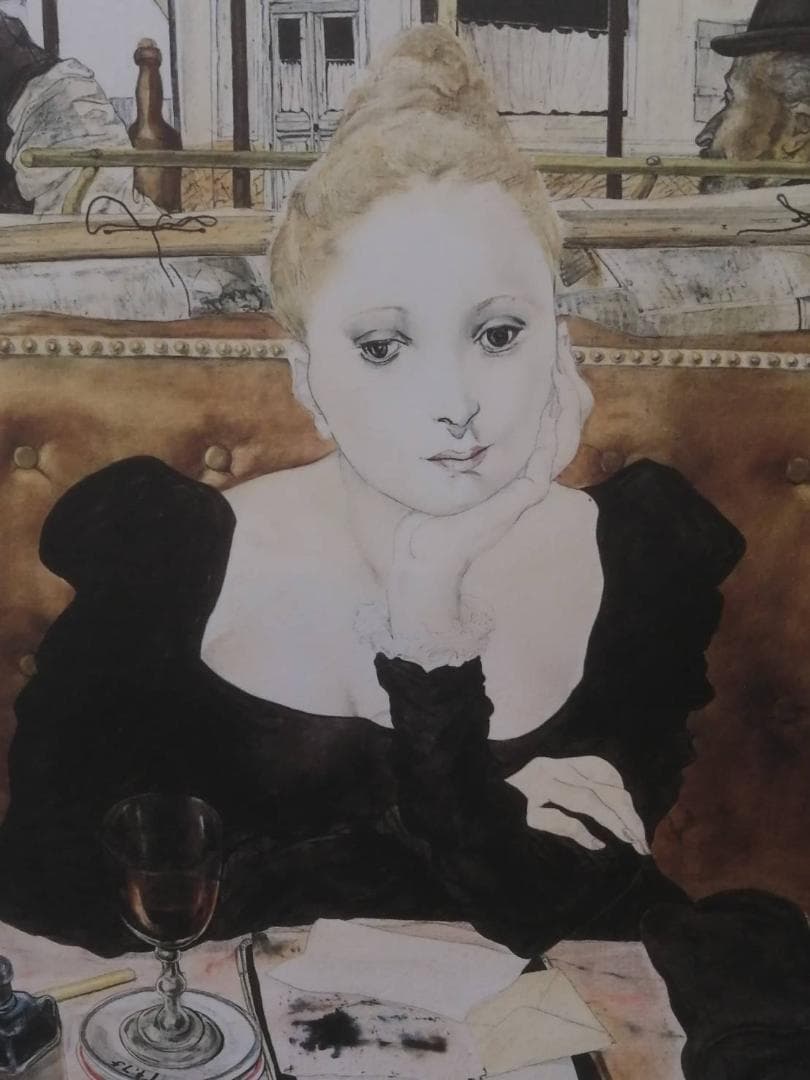 藤田嗣治 エスタンプリトグラフ「カフェ」 100部限定