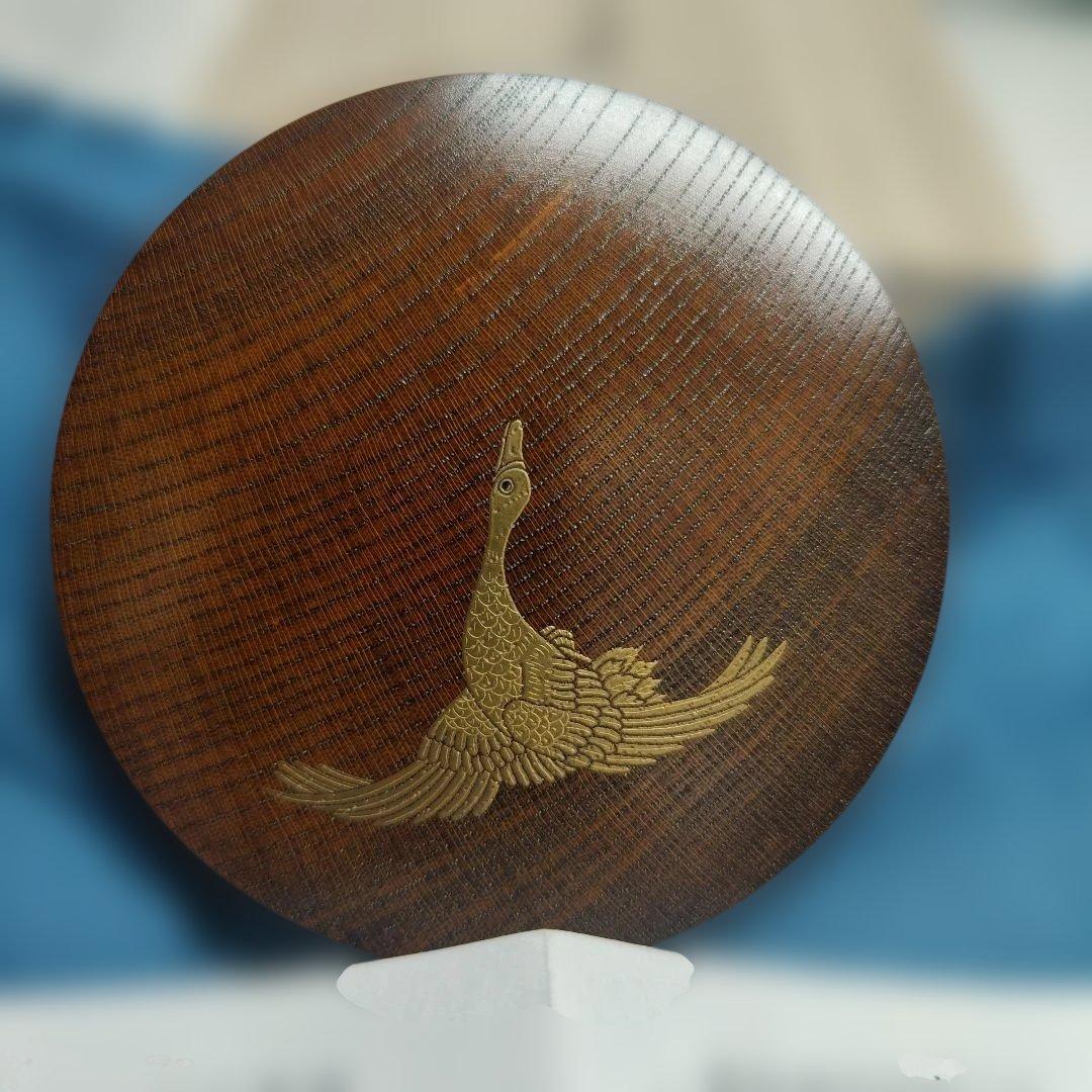 初雁蒔絵香合 香炉 欅 共箱 茶道具 香道具 蒔絵 香合 木製 前端春斎