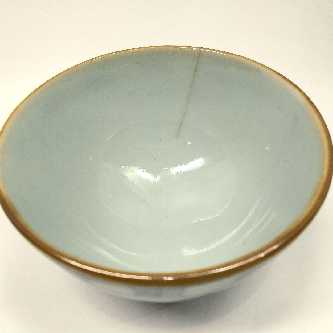 Ｍ245 中国  清代 清朝古染付 湯呑５客 中国人物漢詩図　FF