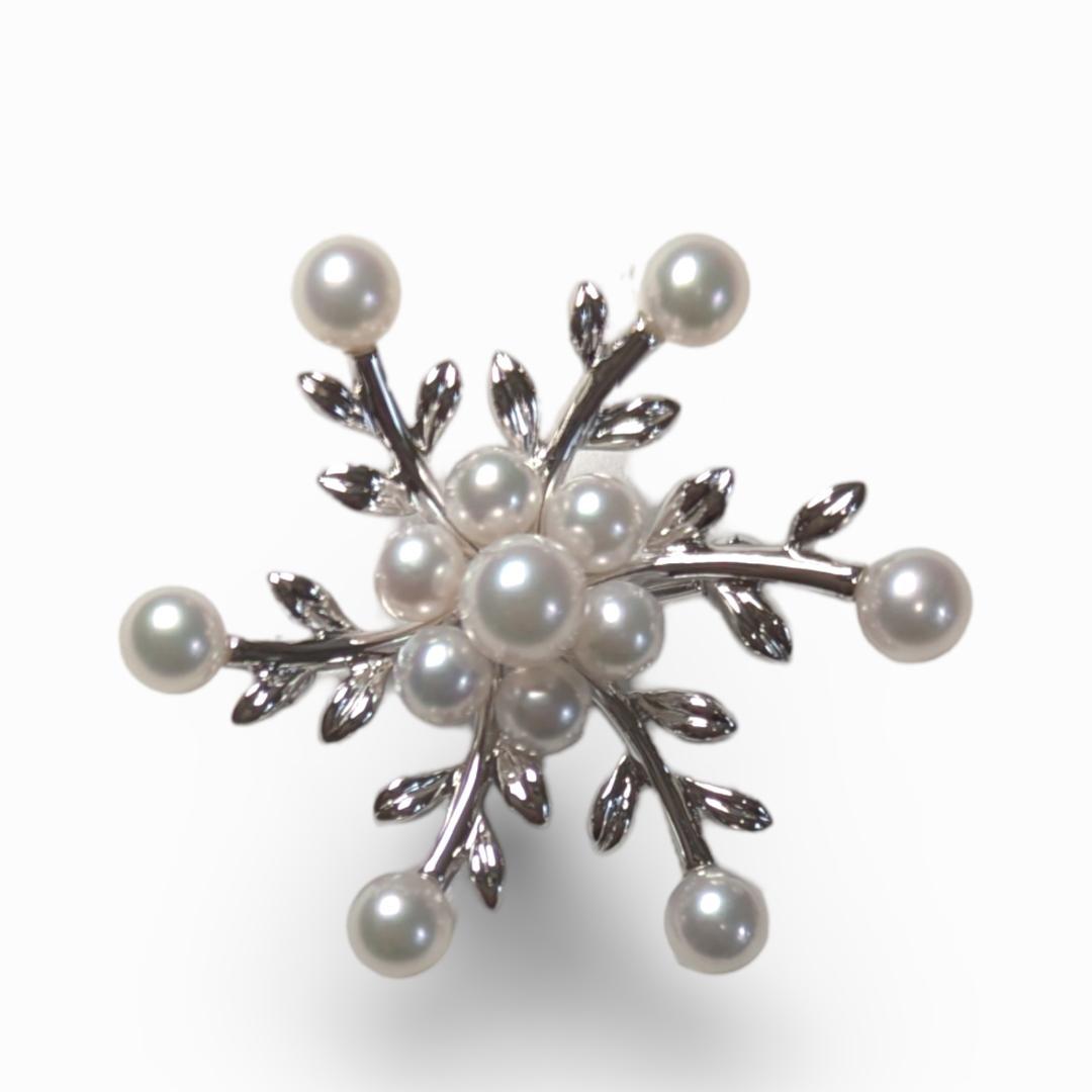 【新品同様】MIKIMOTOミキモト　ブローチ　パール　シルバー　箱付き　結晶