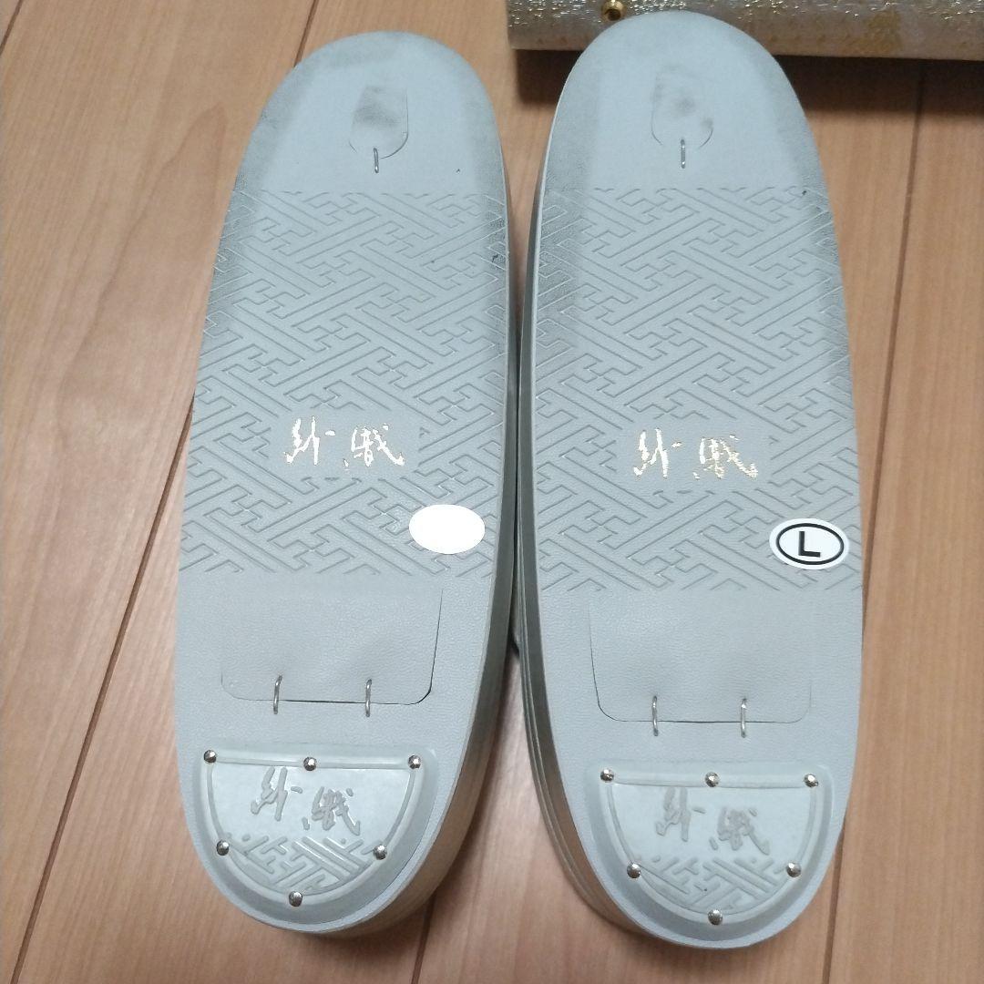 草履&鞄セット　未使用に近い　シルバー　白　和装　着物　着物小物