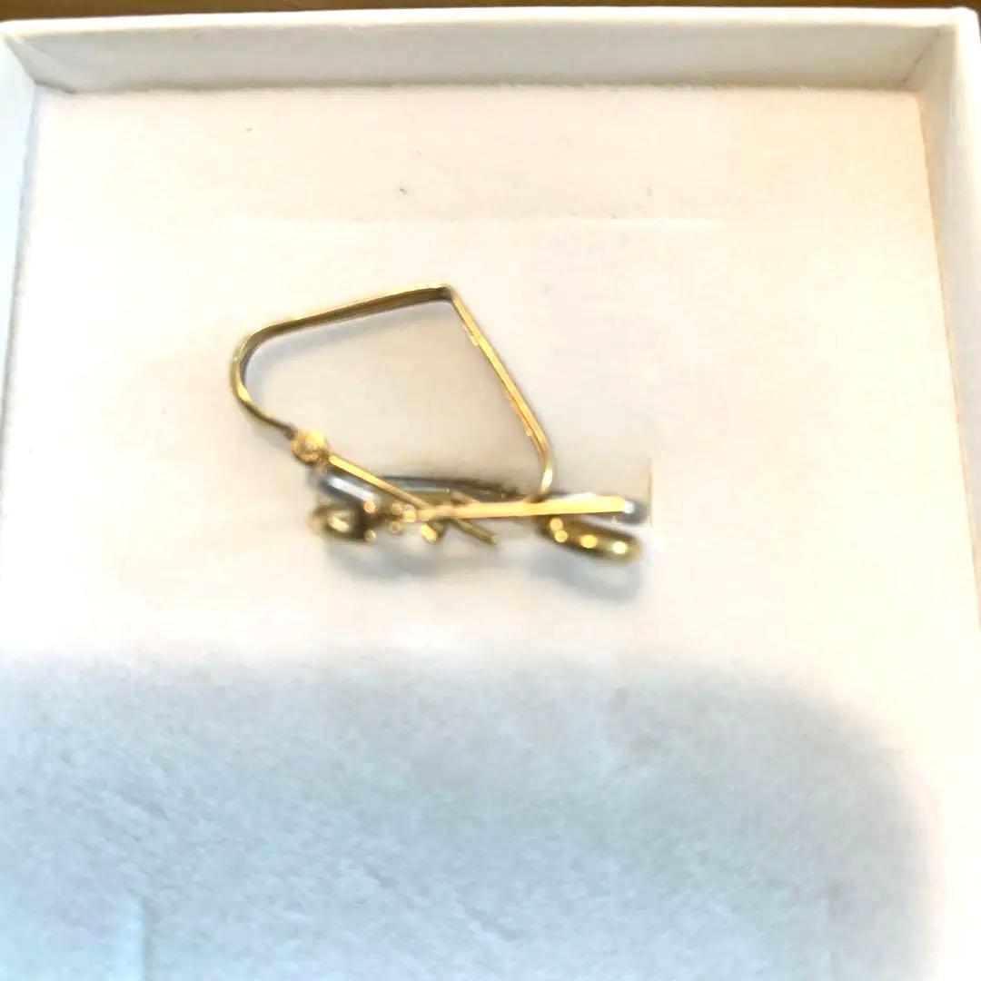 18K イエローゴールド × プラチナ ツートン ハート フープピアス 刻印あり