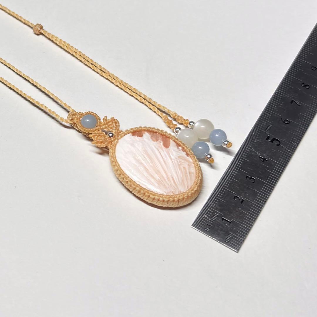 #2116 ♡ピンクスコレサイト&ムーンストーン天然石♡マクラメネックレス