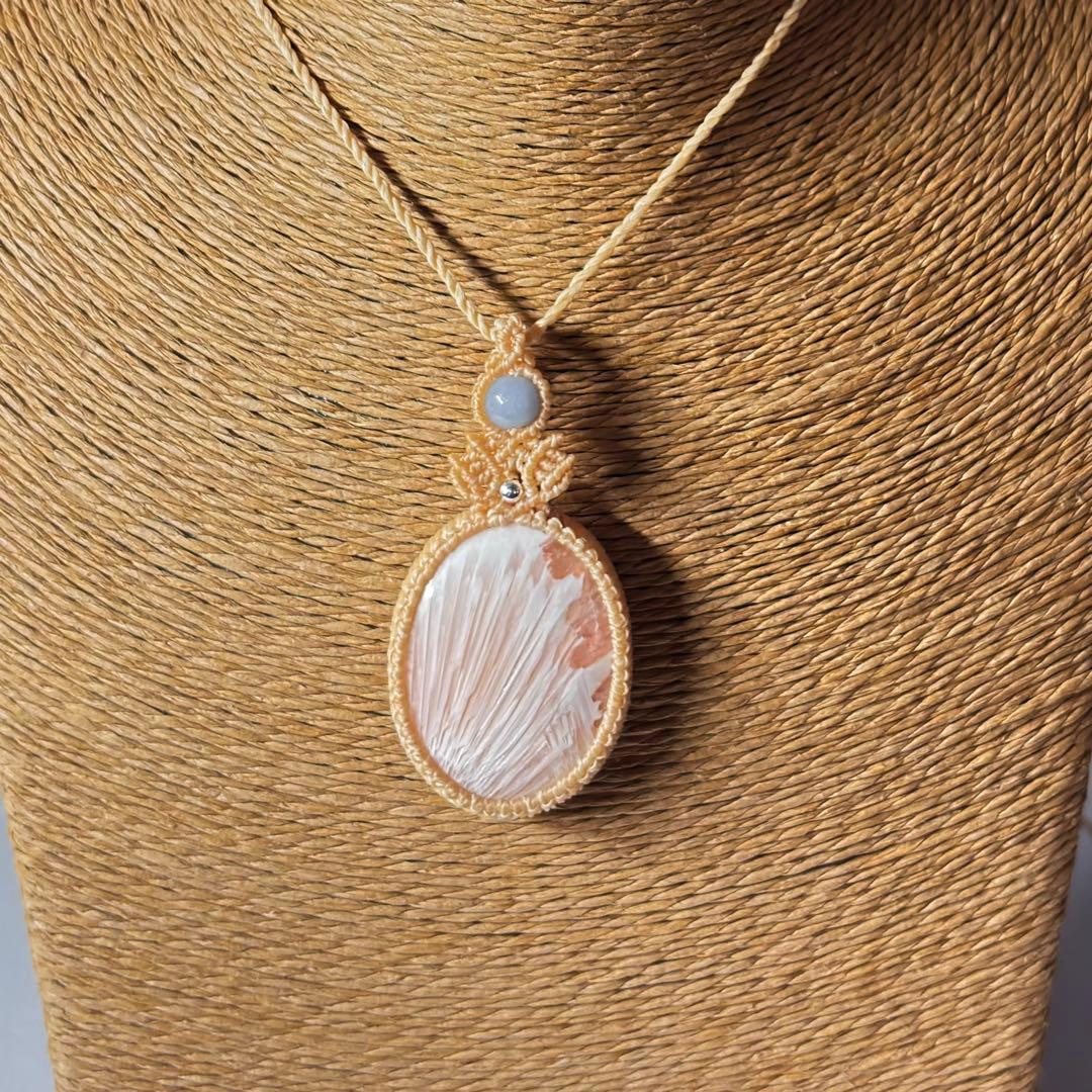 #2116 ♡ピンクスコレサイト&ムーンストーン天然石♡マクラメネックレス