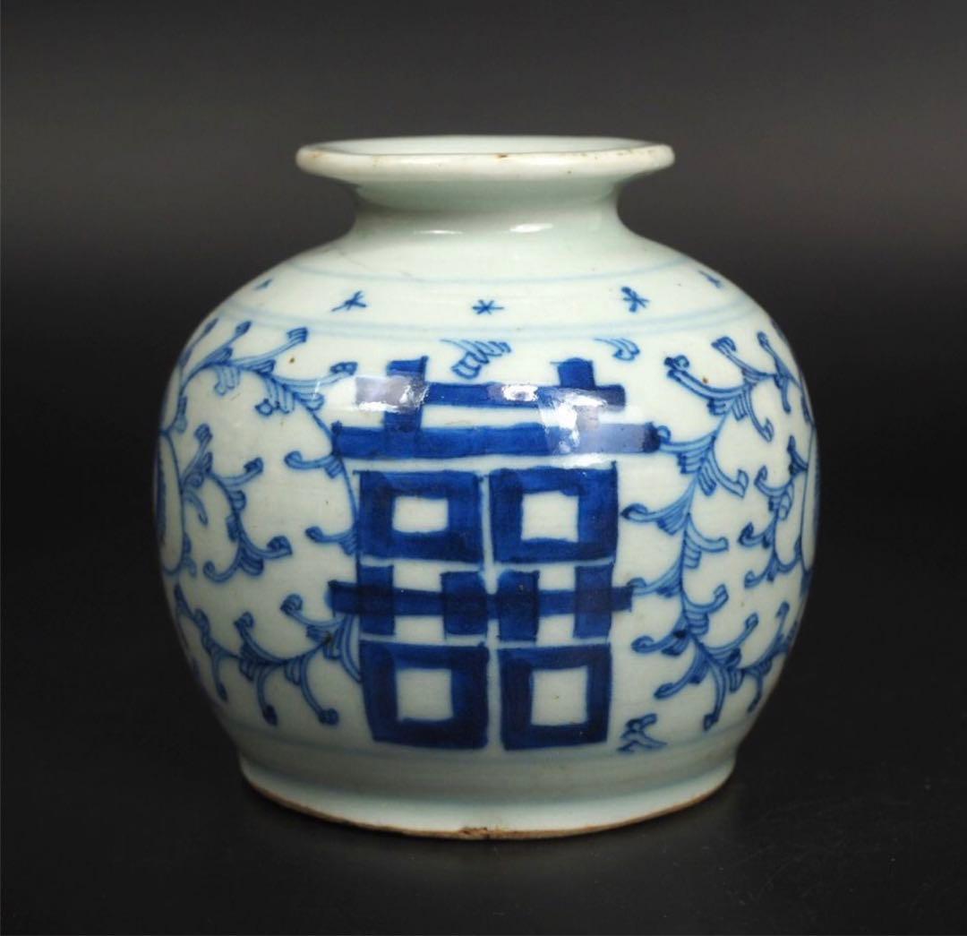 アオシマ送料無料 清時代　染付/青華壺　本物保証　中国古玩骨董